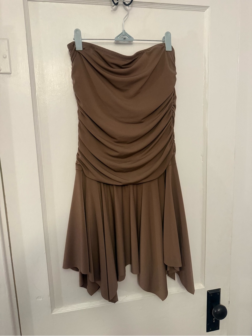 Ruched High-Low Brown Skirt